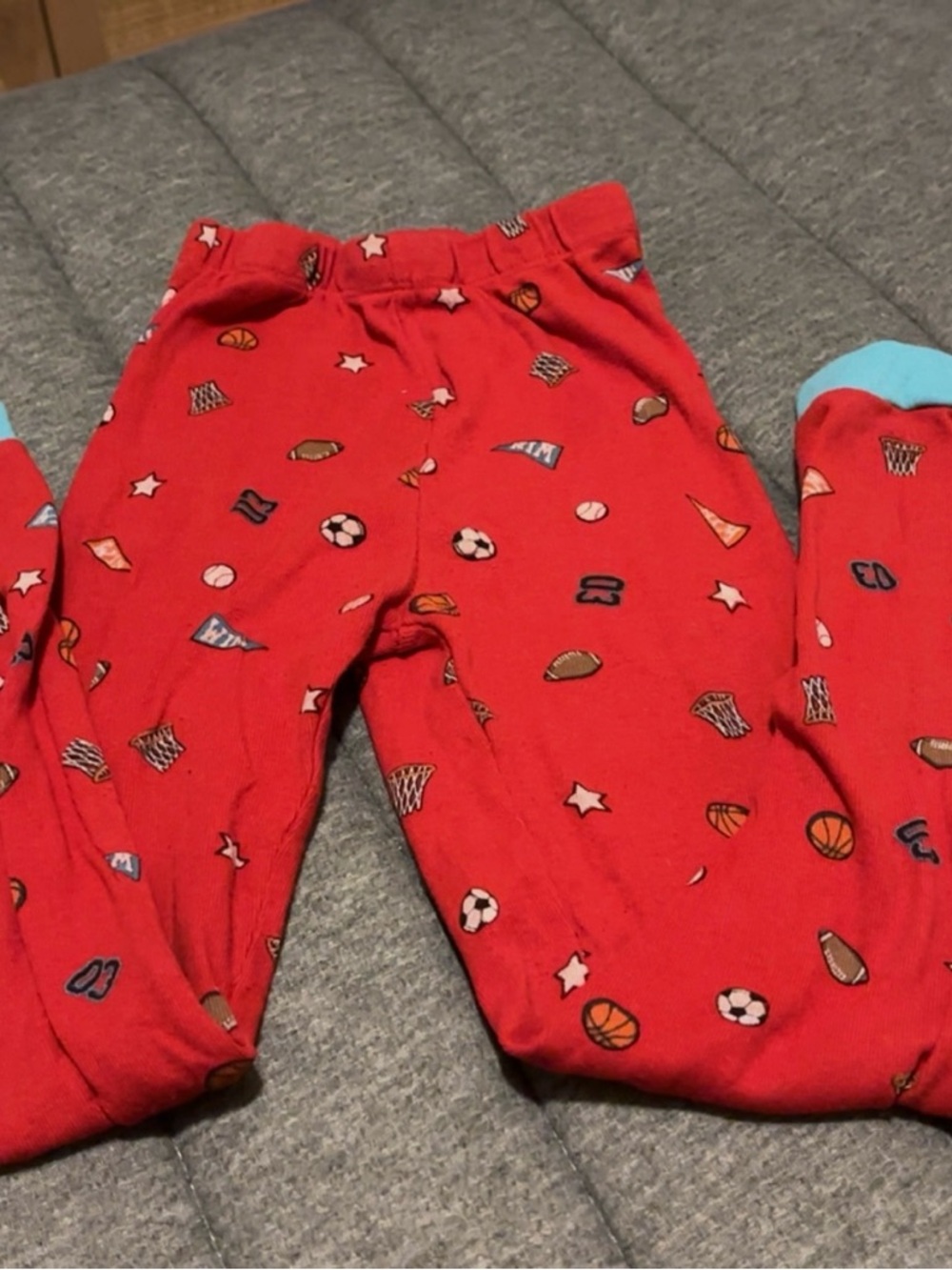 Red and blue sporty pajama pants